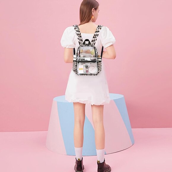 New Beautiful Light Leopard Clear Small Backpack for Girls, Women's (12x12x6) - Picture 7 of 8